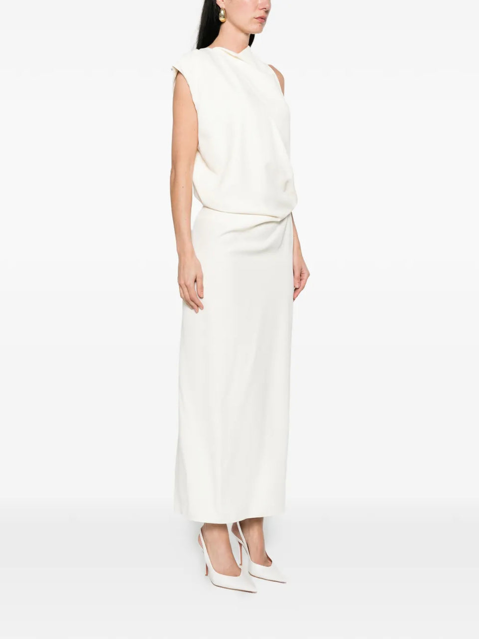 draped midi dress