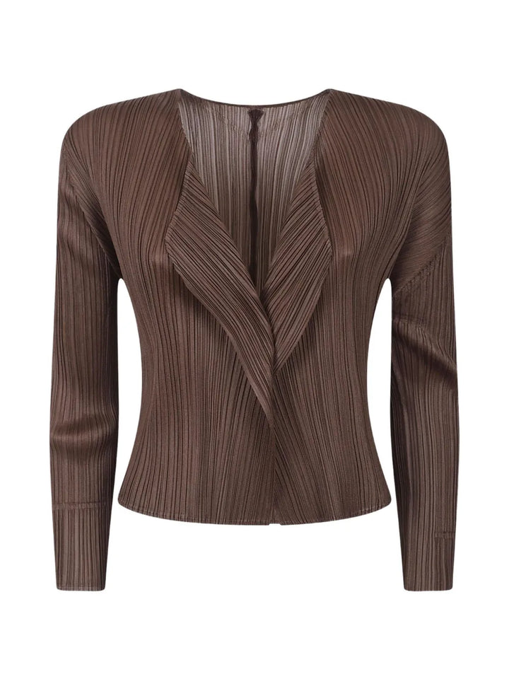 pleated cropped cardigan