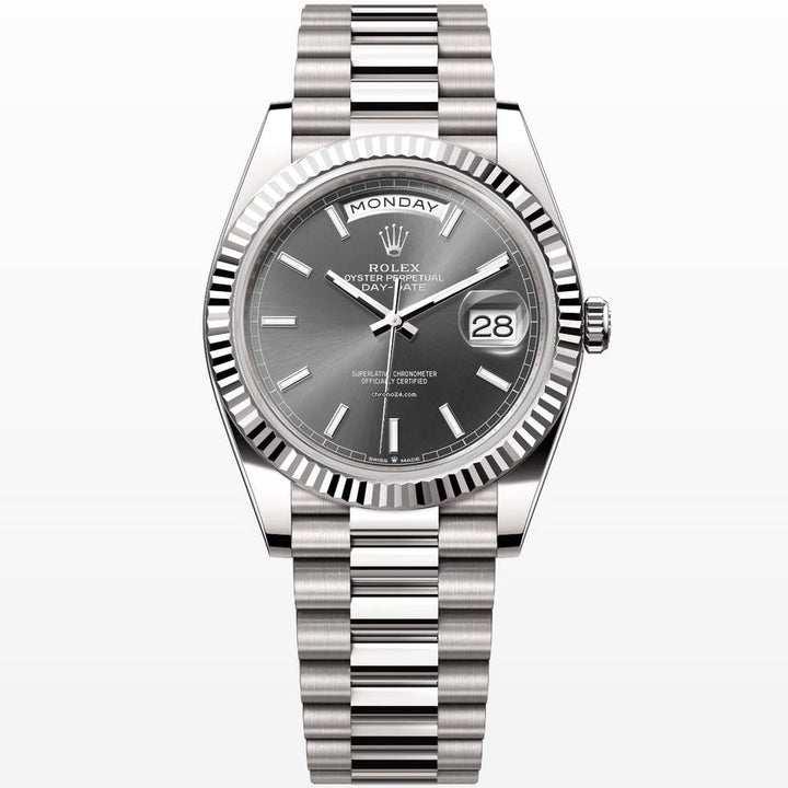 Rolex | Day-Date | 228239 | White gold | 40 mm | White gold | Grey | Automatic