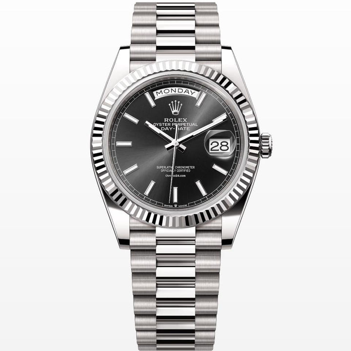 Rolex | Day-Date | 228239 | White gold | 40 mm | White gold | Black | Automatic