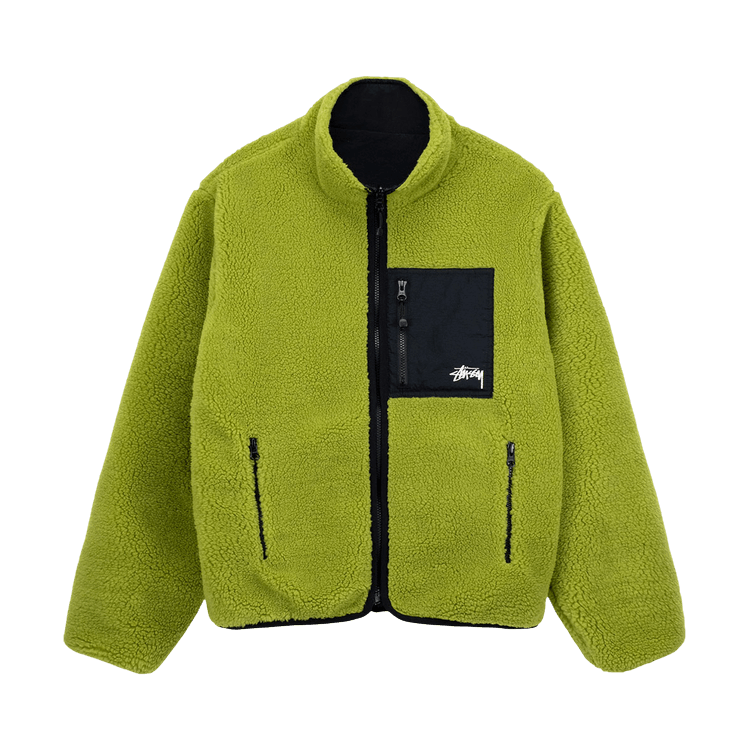 Stussy Sherpa Reversible Jacket Moss Green