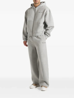 Taylor logo-embroidery marl grey wide-leg track pants