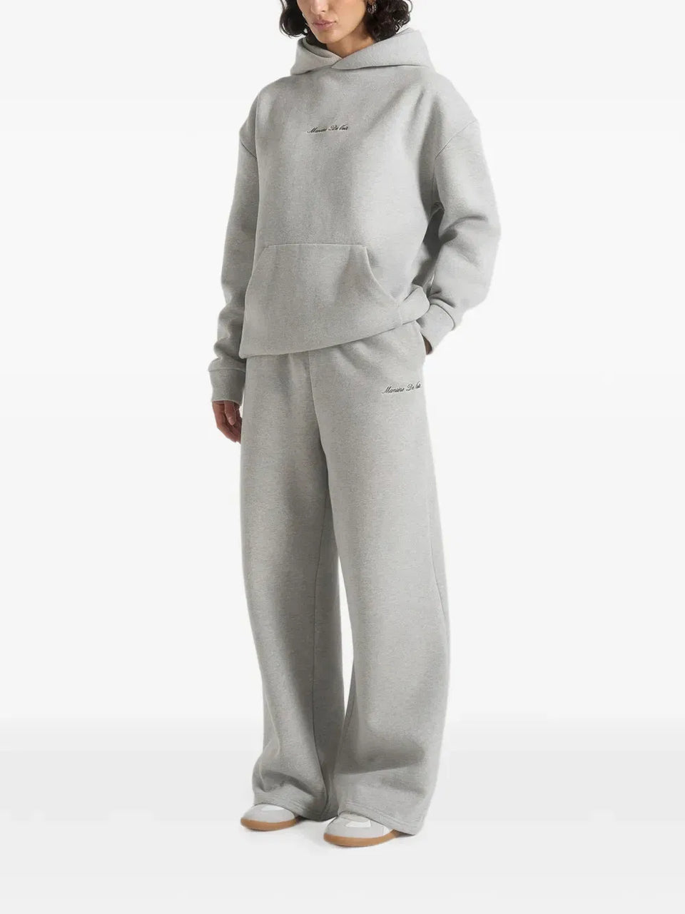 Taylor logo-embroidery marl grey wide-leg track pants