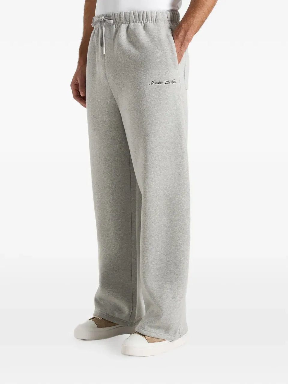 Taylor logo-embroidery marl grey wide-leg track pants