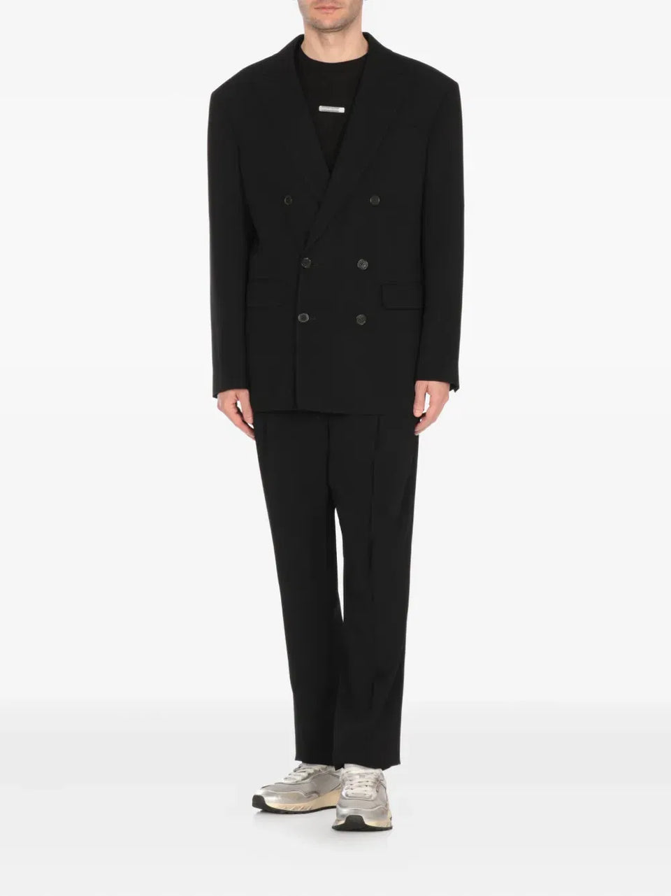 double-breasted peak-lapel suit