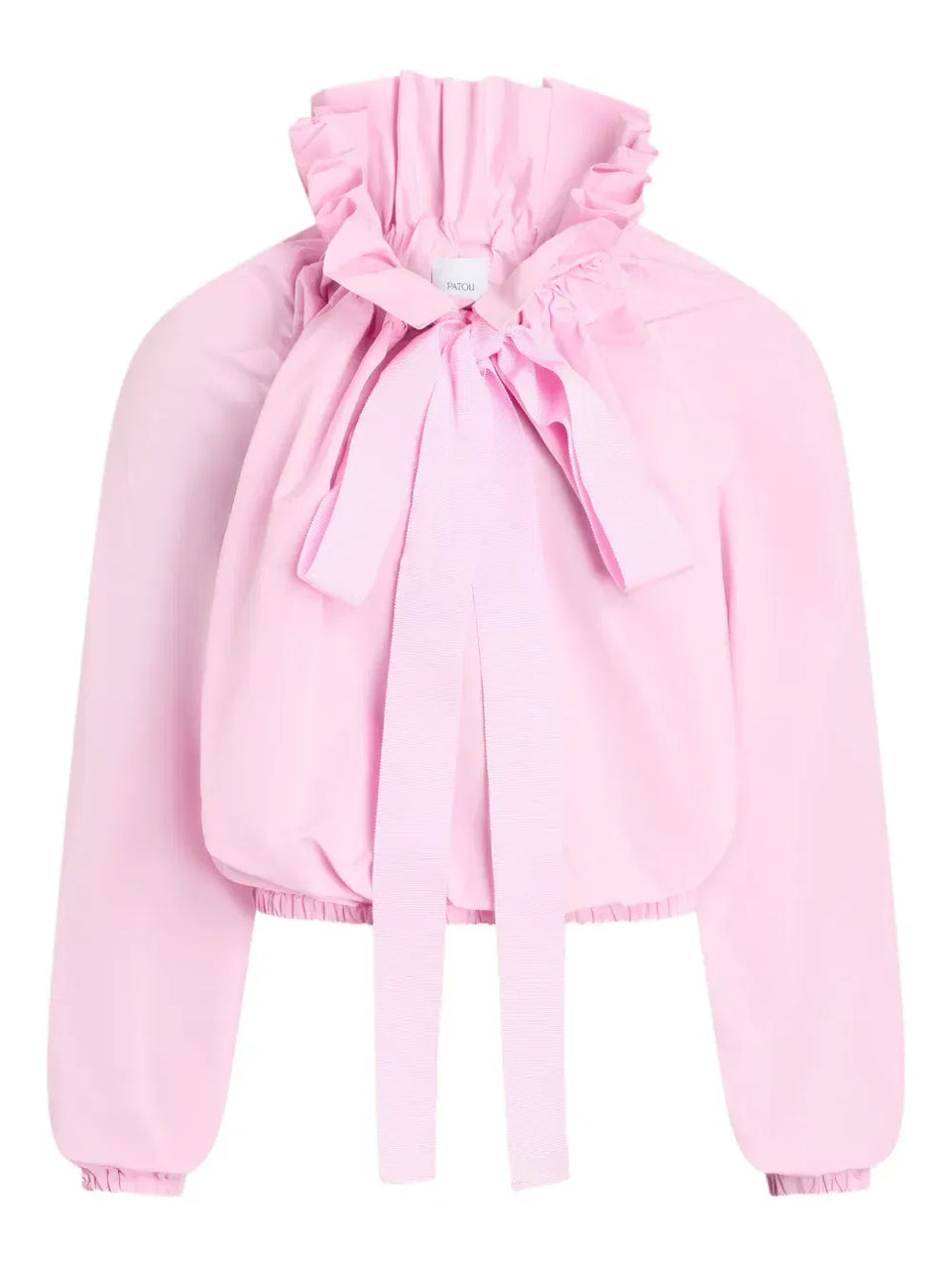 ruffled tie-neck top