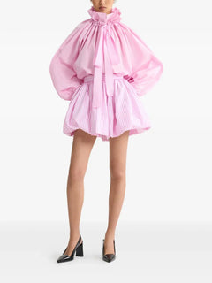 ruffled tie-neck top