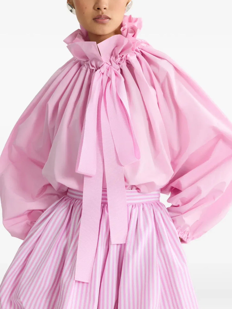 ruffled tie-neck top