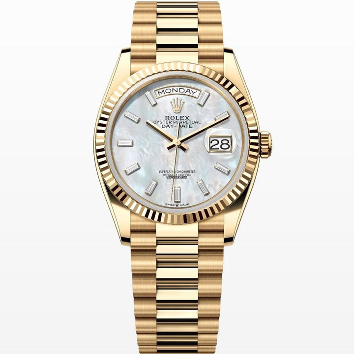 Rolex | Day-Date | 128238 | Yellow gold | 36 x 43 mm | Yellow gold | Mother of pearl | Automatic
