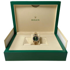 Rolex | Day-Date | 128238-0069 Unworn Green Ombré Diamond Dial | Yellow gold | 36 x 43 mm | Yellow gold | Green | Manual winding