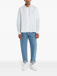 logo-appliqué striped shirt