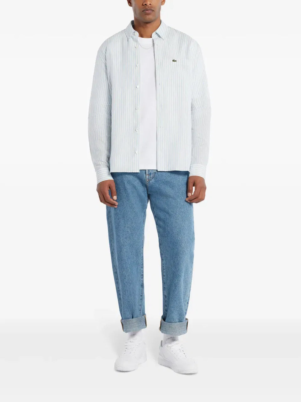 logo-appliqué striped shirt