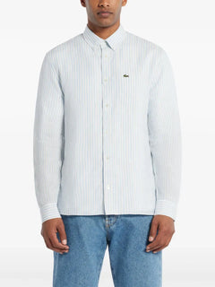 logo-appliqué striped shirt