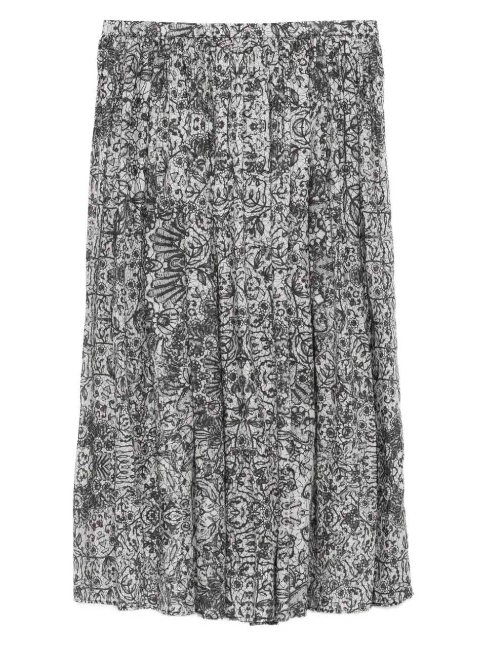 pleated floral-print skirt