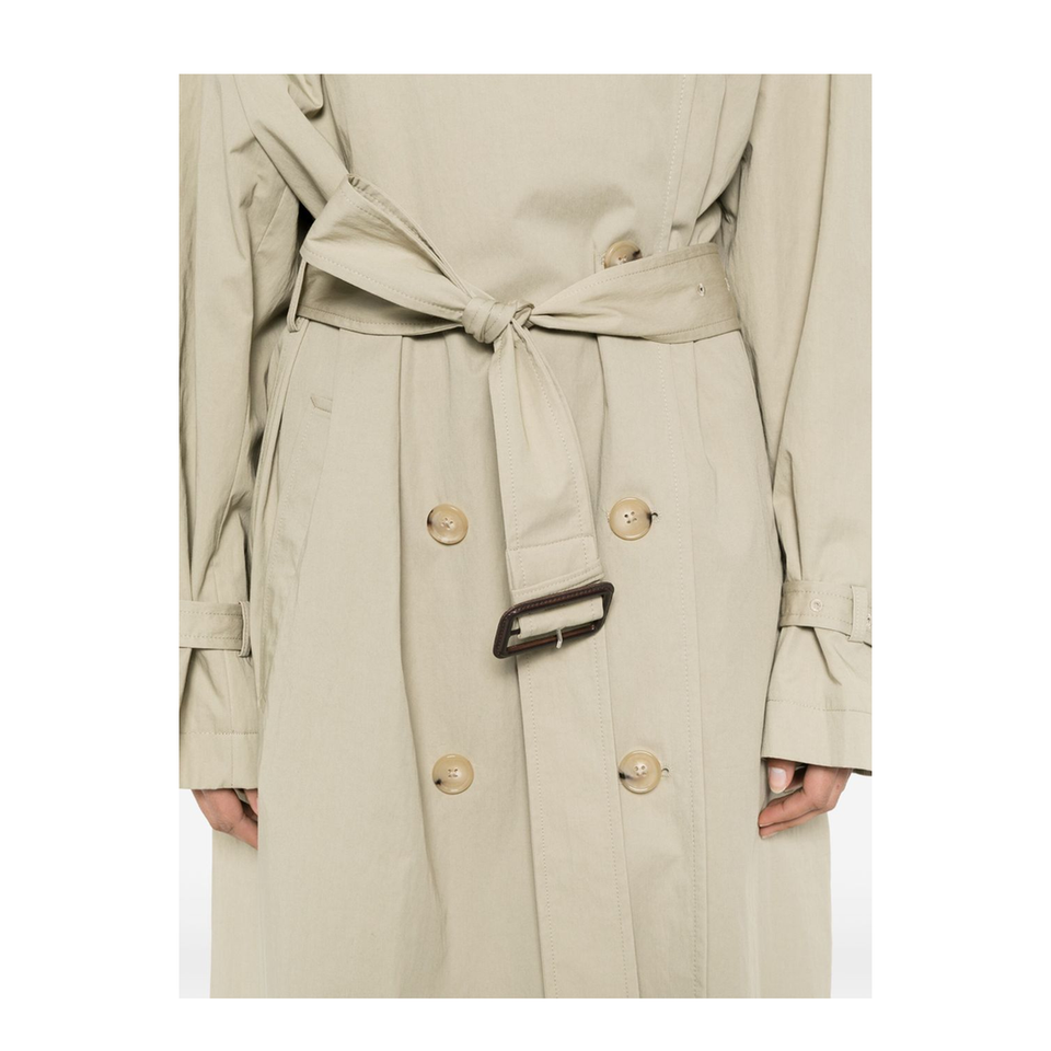 Beige Double-Breasted Trench Coat