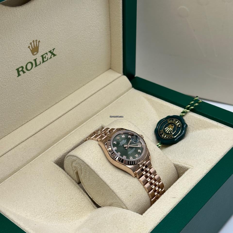 Rolex | Datejust | 279175 | Rose gold | 28 mm | Rose gold | Green | Automatic