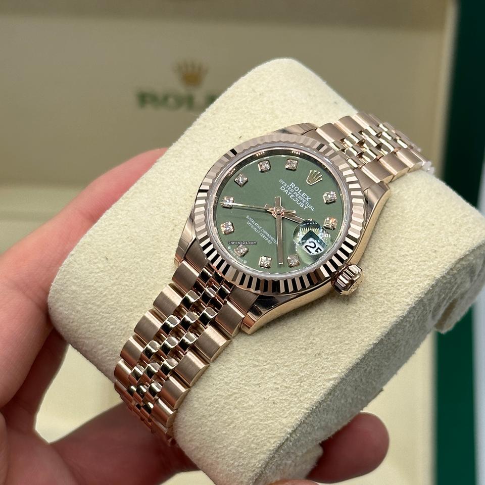 Rolex | Datejust | 279175 | Rose gold | 28 mm | Rose gold | Green | Automatic