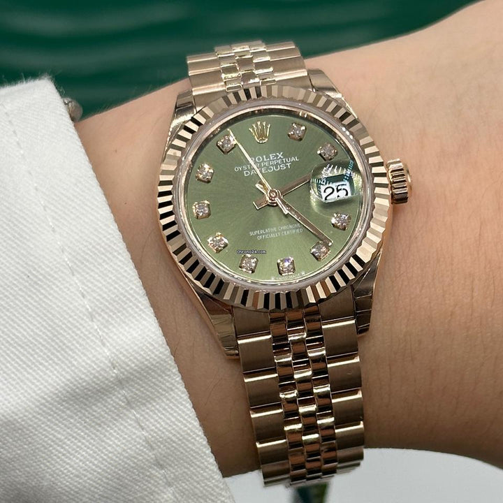 Rolex | Datejust | 279175 | Rose gold | 28 mm | Rose gold | Green | Automatic