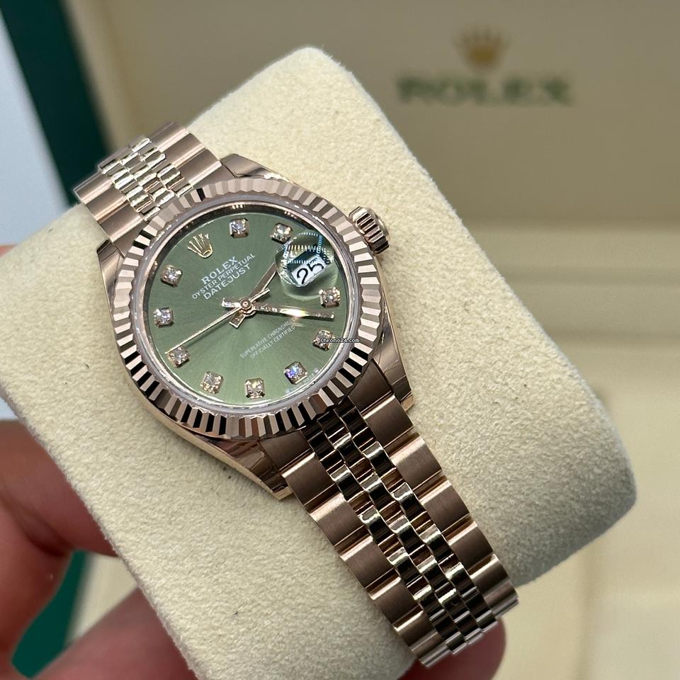 Rolex | Datejust | 279175 | Rose gold | 28 mm | Rose gold | Green | Automatic