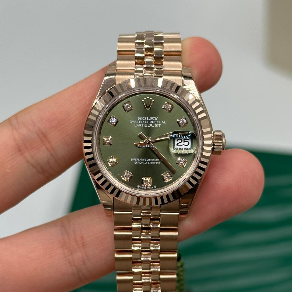 Rolex | Datejust | 279175 | Rose gold | 28 mm | Rose gold | Green | Automatic