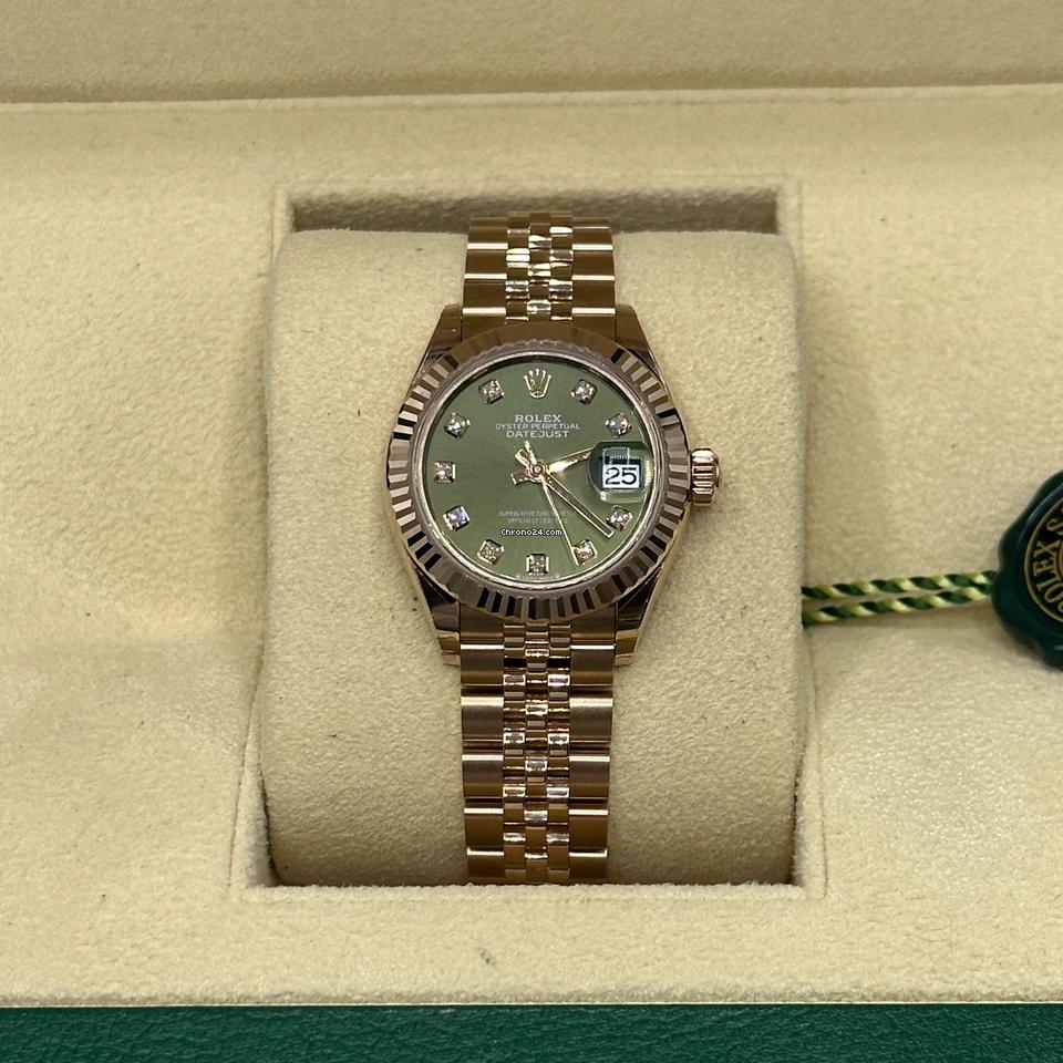 Rolex | Datejust | 279175 | Rose gold | 28 mm | Rose gold | Green | Automatic