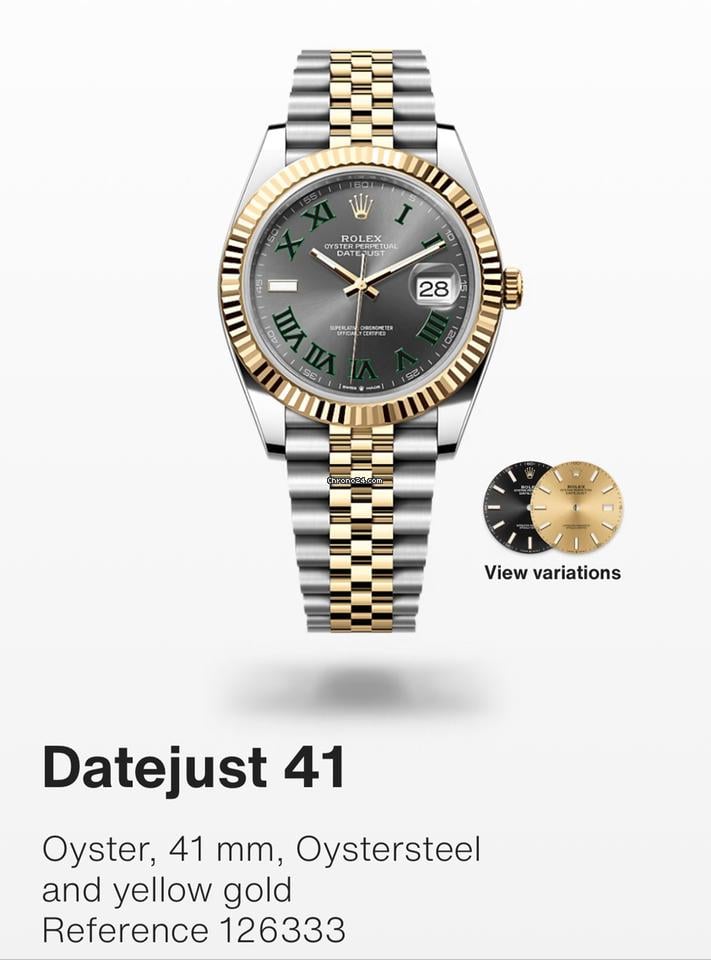 Rolex | Datejust | 126333 | Gold/Steel | 41 mm | Gold/Steel | Red | Automatic