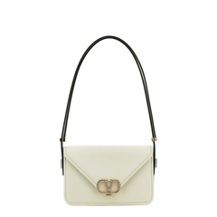 Ivory Leather VLogo Crossbody Bag