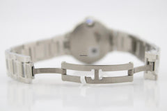 Cartier Ballon Bleu 33mm Stainless Steel Diamond Encrusted Watch WSBB0044