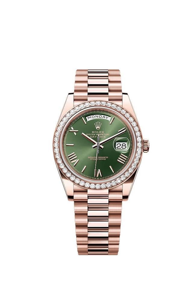 Rolex | Day-Date | 228345RBR | Rose gold | Rose gold | Green | Automatic