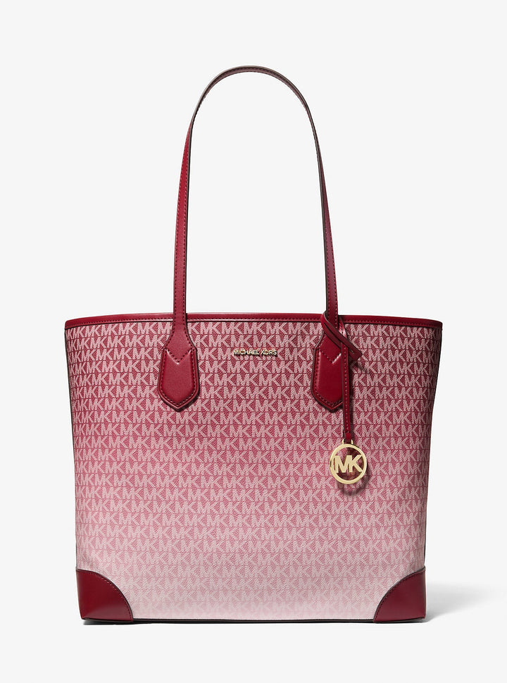 Michael Kors Eva Large Ombre Signature Logo Tote Bag Cherry