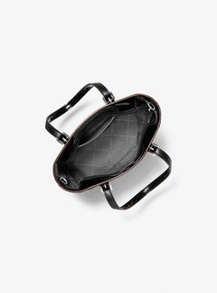 Michael Kors Jet Set Extra-Small Patent Logo Debossed Convertible Tote Bag Black