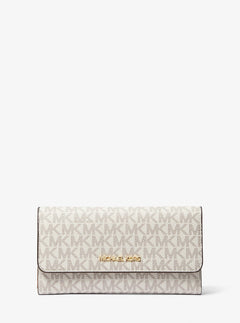Michael Kors Jet Set Large Logo Trifold Wallet Vanilla
