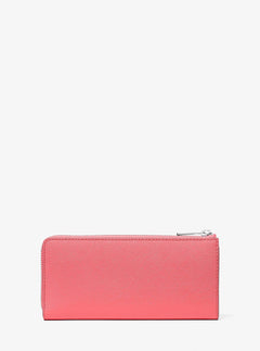 Michael Kors Jet Set Travel Large Saffiano Leather Quarter-Zip Wallet Hibiscus