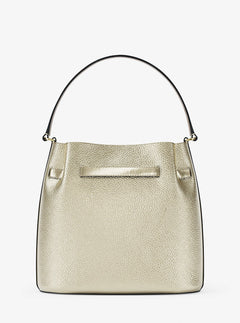 Michael Kors Carson Medium Metallic Convertible Bucket Crossbody Bag Pale Gold