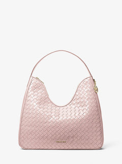 Michael Kors Nayla Medium Woven Shoulder Bag Powder Blush