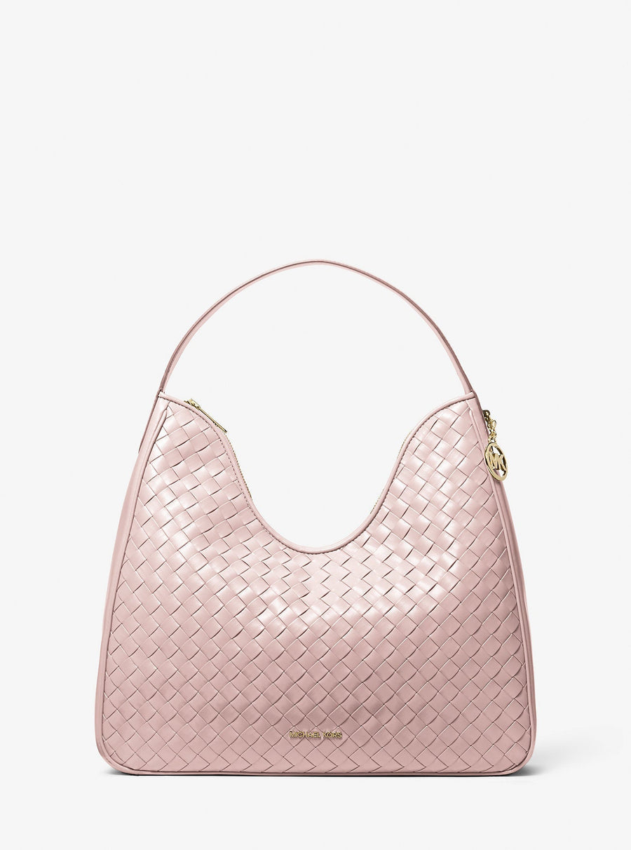 Michael Kors Nayla Medium Woven Shoulder Bag Powder Blush