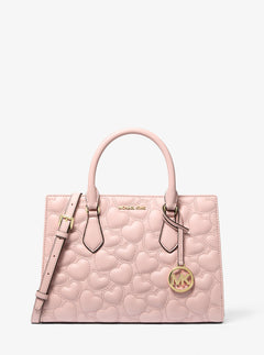 Michael Kors Sheila Medium Heart Embroidered Satchel Powder Blush