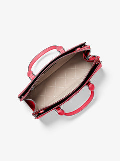 Michael Kors Sheila Medium Heart Embroidered Satchel Hibiscus