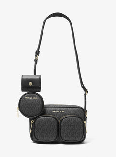 Michael Kors Jet Set Medium Signature Logo Crossbody Bag with Case for Apple Airpods Pro® Black
