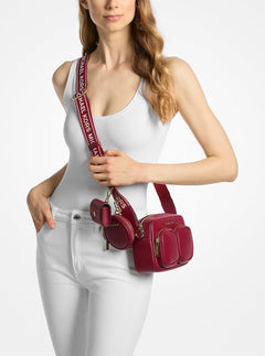 Michael Kors Jet Set Travel Medium Leather Messenger Bag Cherry
