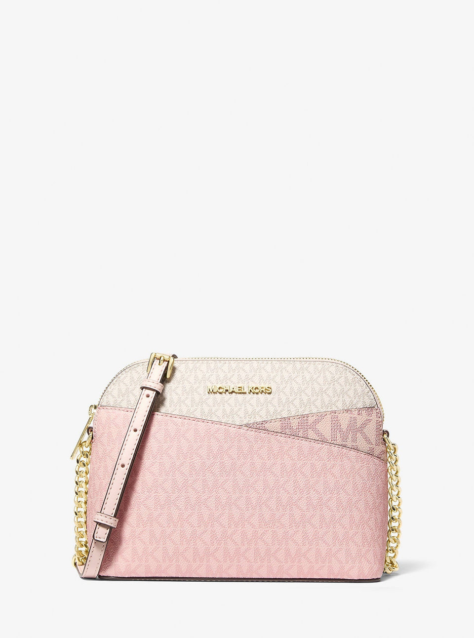 Michael Kors Jet Set Travel Medium Color-Block Signature Logo Crossbody Bag Pwd Blsh Mlt