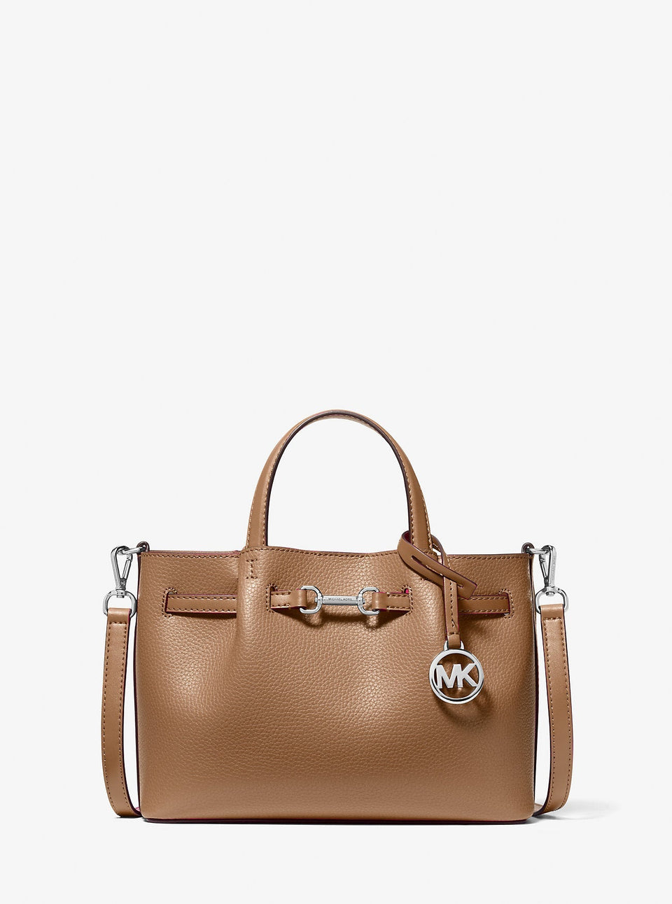 Michael Kors Carson Small Pebbled Leather Satchel Driftwood