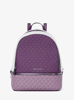 Michael Kors Rhea Medium Color-Block Signature Logo Backpack Dark Purple Ml