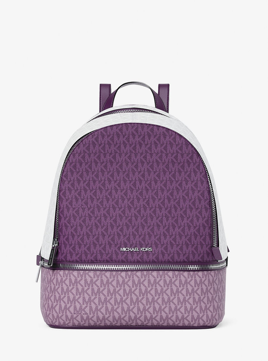 Michael Kors Rhea Medium Color-Block Signature Logo Backpack Dark Purple Ml