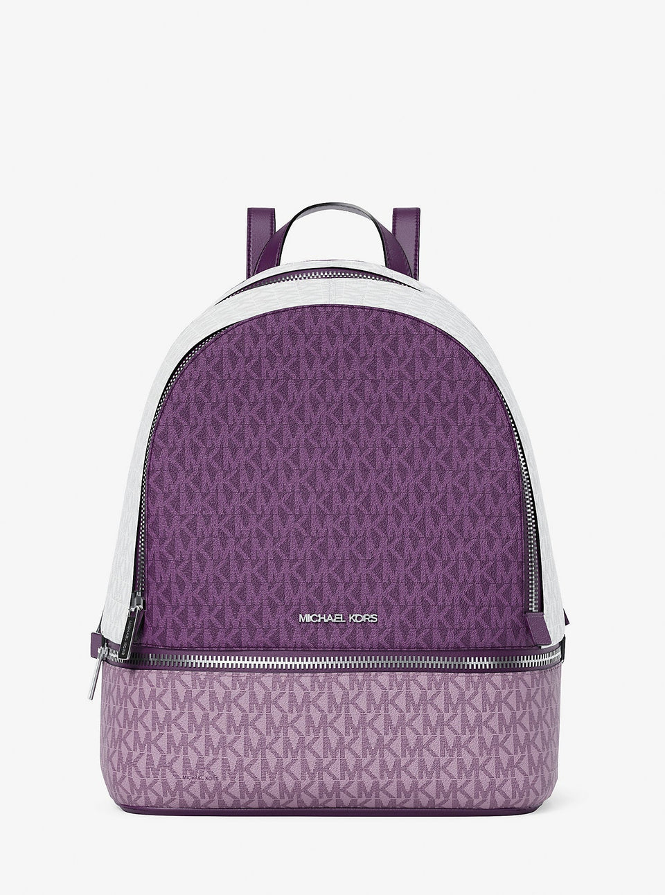 Michael Kors Rhea Medium Color-Block Signature Logo Backpack Dark Purple Ml