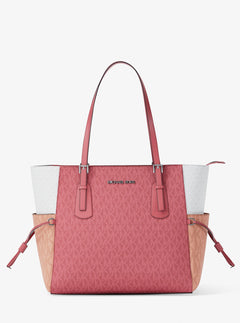 Michael Kors Voyager Large Color-Block Signature Logo Tote Bag Hibiscus