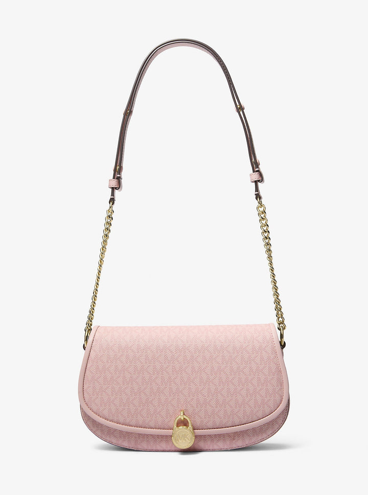 Michael Kors Mila Medium Signature Logo Messenger Bag Powder Blush