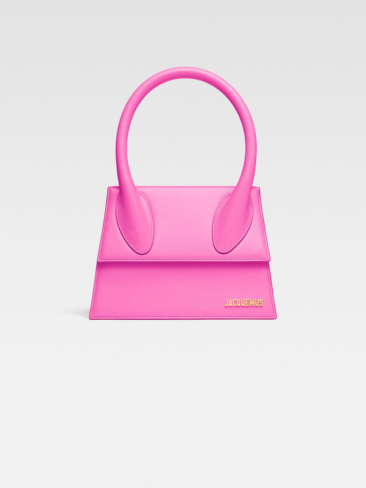 Jacquemus The Large Chiquito Smooth Leather Structured Bag Neon Pink