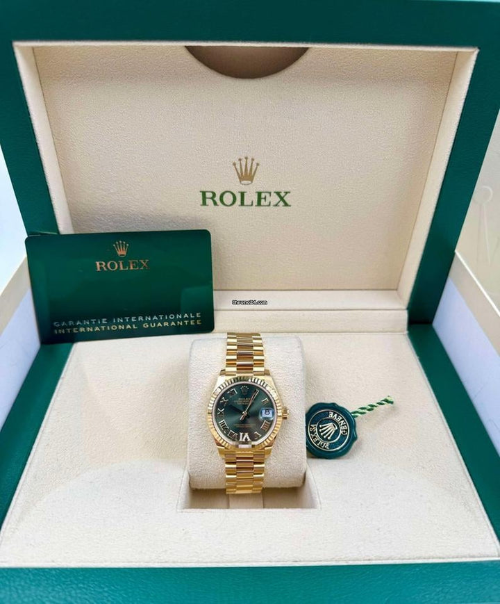 Rolex | Datejust | 278278 | Yellow gold | 31 x 37 mm | Yellow gold | Green | Automatic