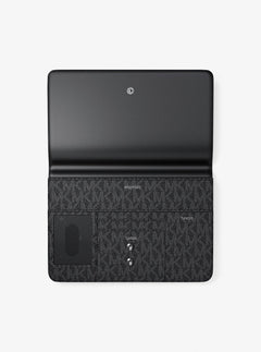 Michael Kors Cooper Large Embellished Signature Logo Wallet Black